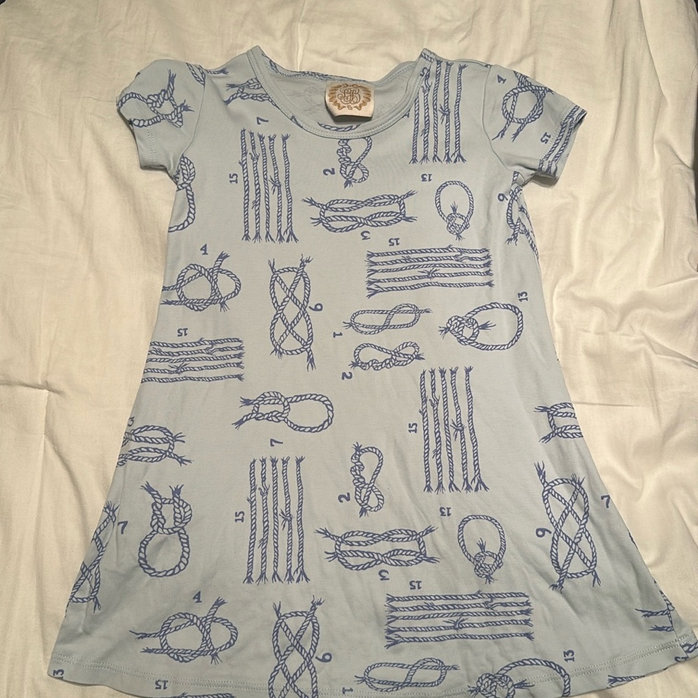 EUC - TBBC Polly Play Dress - Blue Knots - Size 5